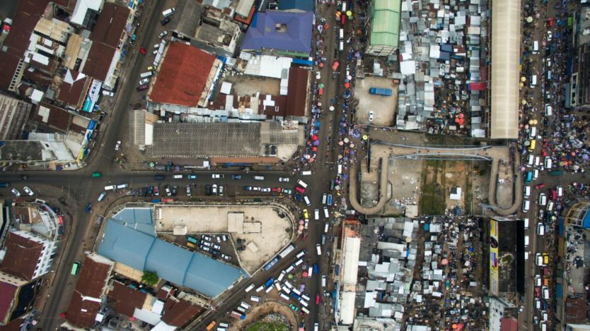 aerial shot of streets