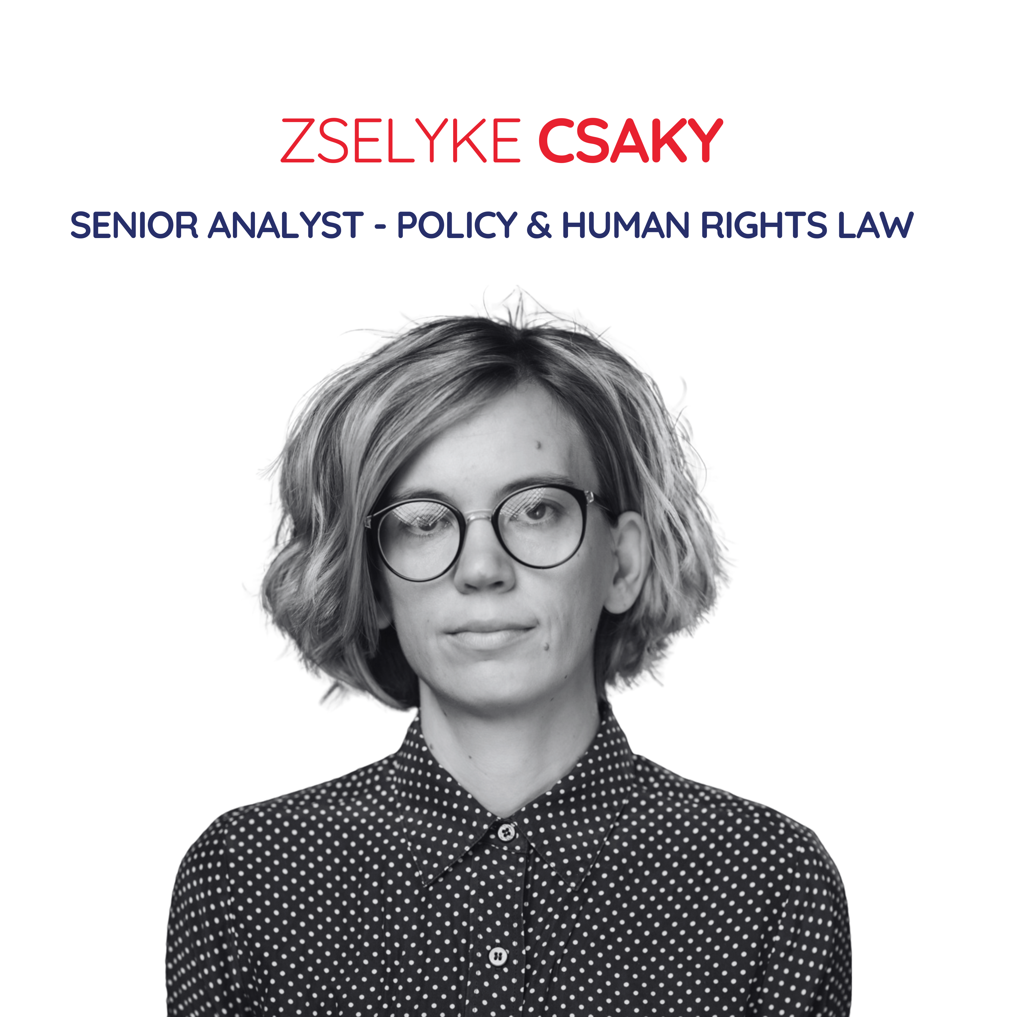 Black and white photo of Zselyke Csaky